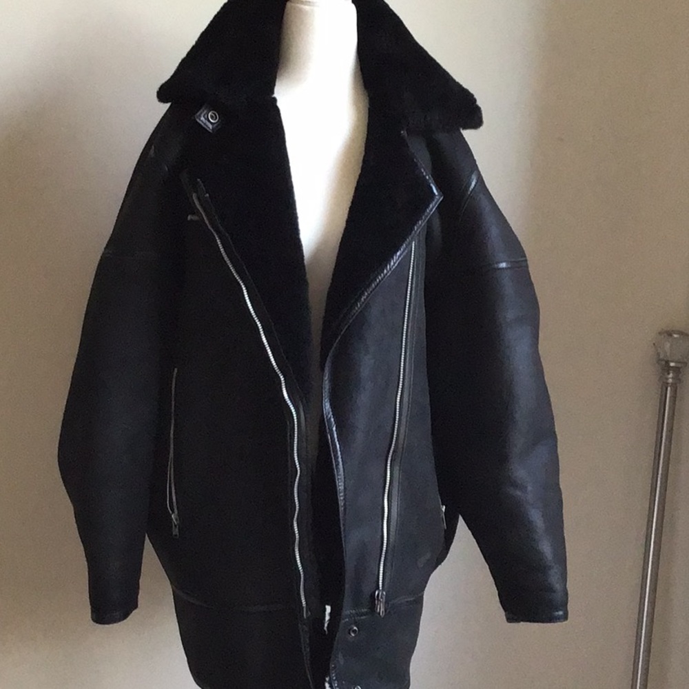 Alaia Shearling 3/4 Length Bomber Jacket
